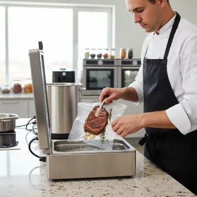 A chef vacuum sealing food for sous vide cooking