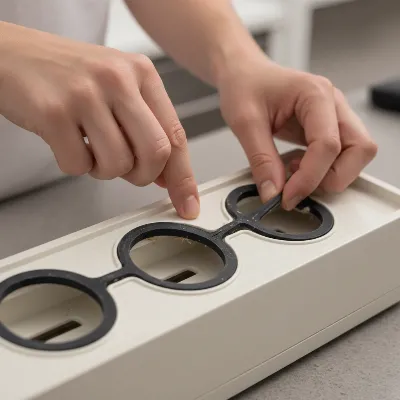 Person inspecting vacuum sealer gaskets for damage or debris